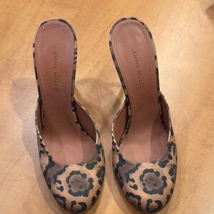 Amina Muaddi Animal Print Heels